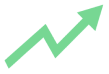 Green graph line with upwards trend arrow