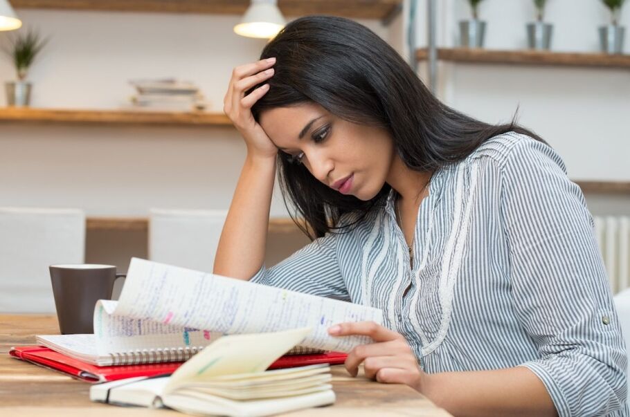 female student studying