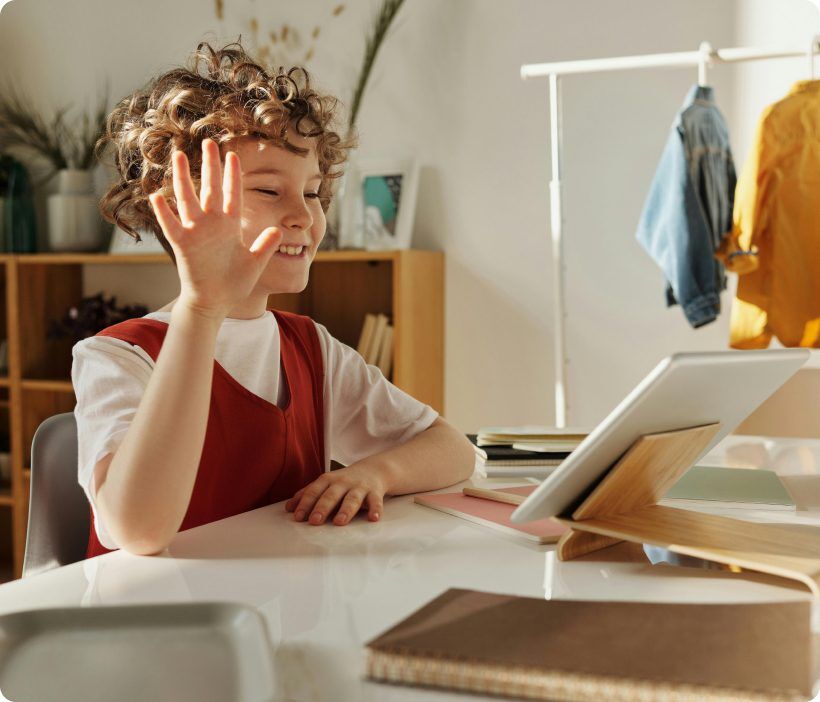 Student participating in an online education course