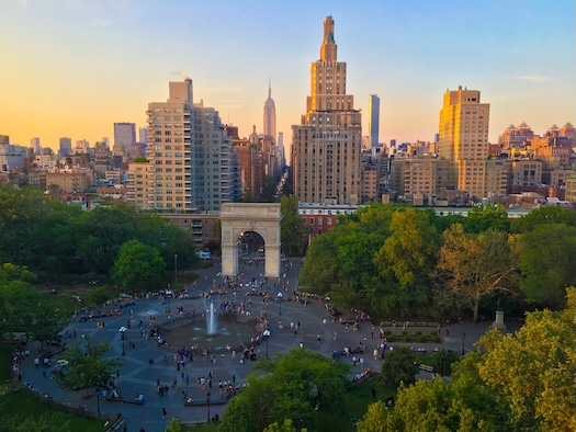 aerial shot of NYU campus