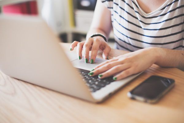 girl using laptop